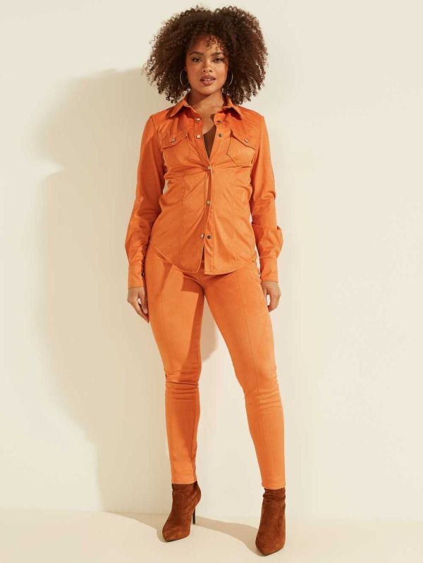 Apricot Women's Guess Maya Faux-Suede Leggings Australia Sale | 543VRFWBL
