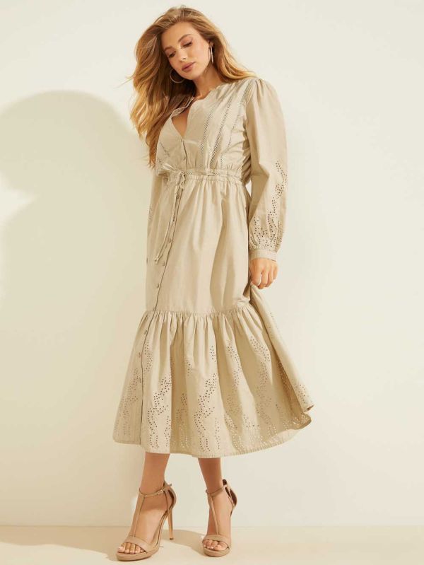Beige Multicolor Women's Guess Natia Maxi Dresses Australia Sale | 419CGEXJI