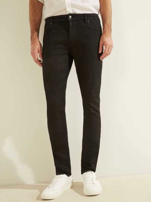 Black Men's Guess Coated Skinny Coats Australia Sale | 625UXSMVQ