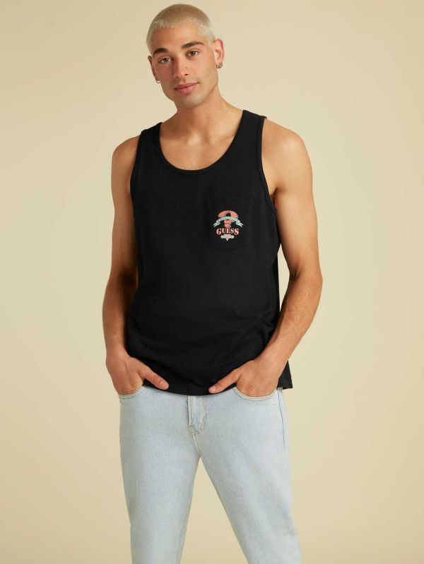 Black Men's Guess Originals Logo Tank Top Australia Sale | 102QHFMUK