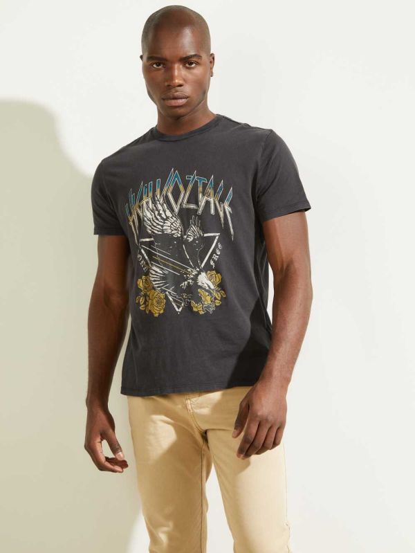 Black Multicolor Men's Guess High Voltage T-shirt Australia Sale | 279TLZOXR