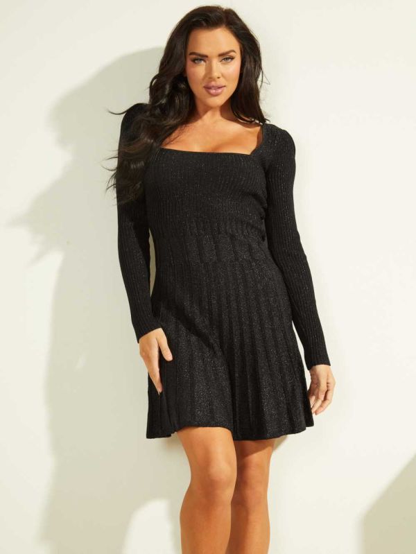 Black Multicolor Women's Guess Jules Flare Dresses Australia Sale | 173JHWEZX