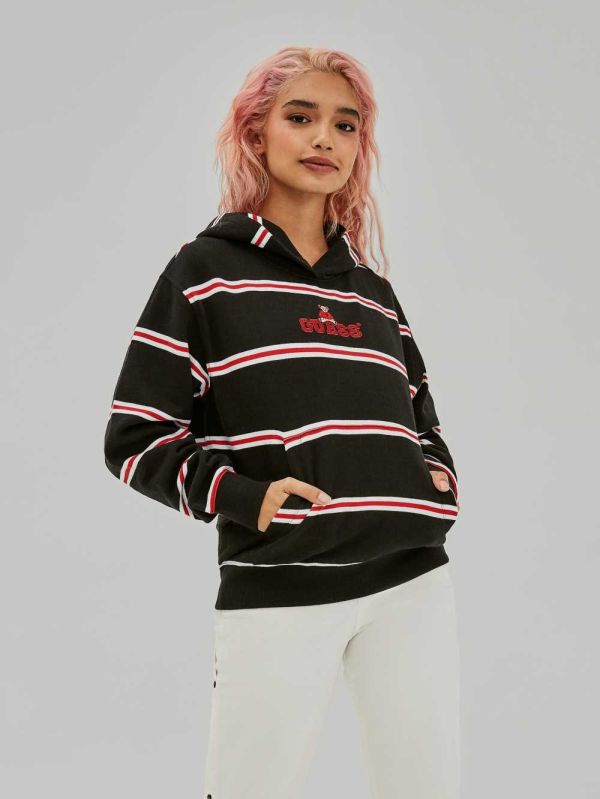 Black Multicolor Women's Guess Yarndye Hoodie Australia Sale | 628VHFECD