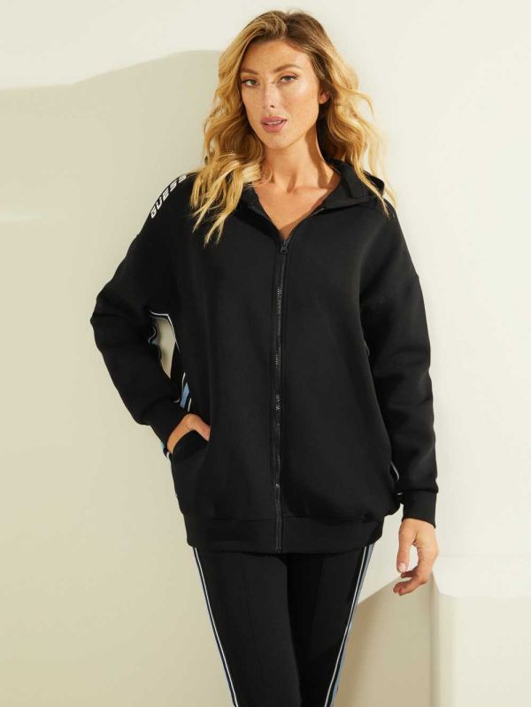 Black Women's Guess Eco Alaina Zip-Up Hoodie Australia Sale | 843EOCRFI