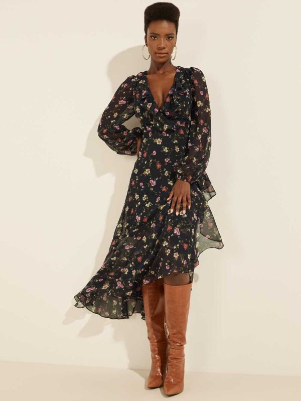 Black Women's Guess Eco Darcelle Dresses Australia Sale | 458WRDTEP