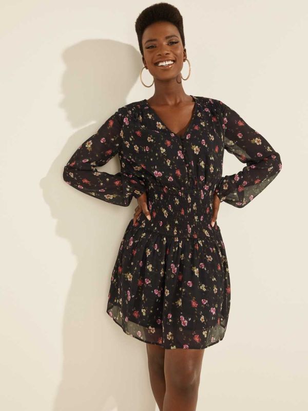 Black Women's Guess Eco Laureen Dresses Australia Sale | 628KBYNSV