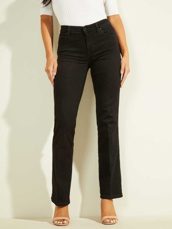 Black Women's Guess Eco Mid-Rise Sexy Straight Leg Jeans Australia Sale | 103ZRVQNJ