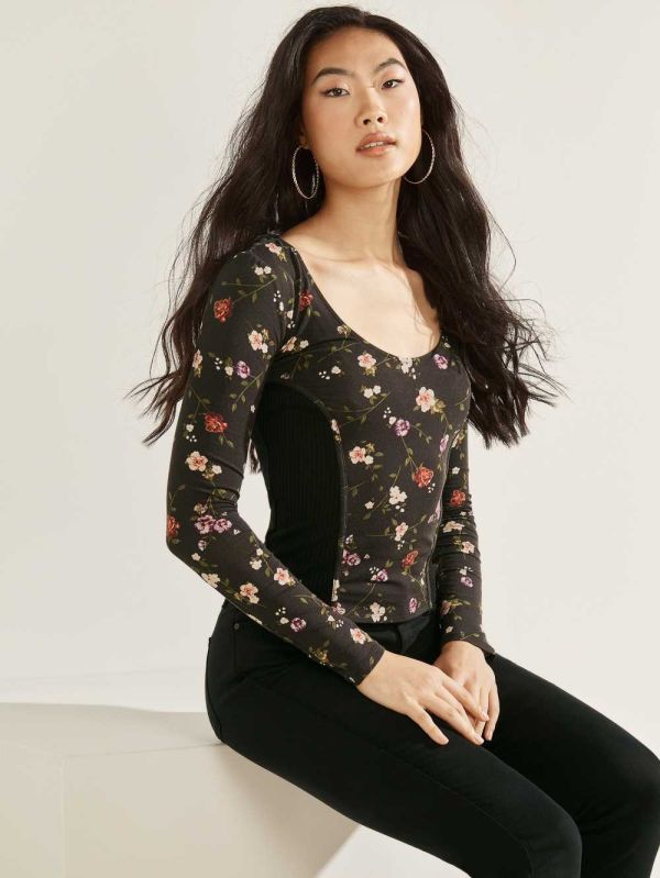 Black Women's Guess Eco Rommi Top Tops Australia Sale | 754QWIYSX