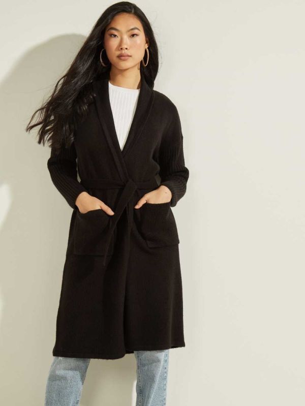 Black Women's Guess Kendi Longline Cardigan Australia Sale | 920THYGRF