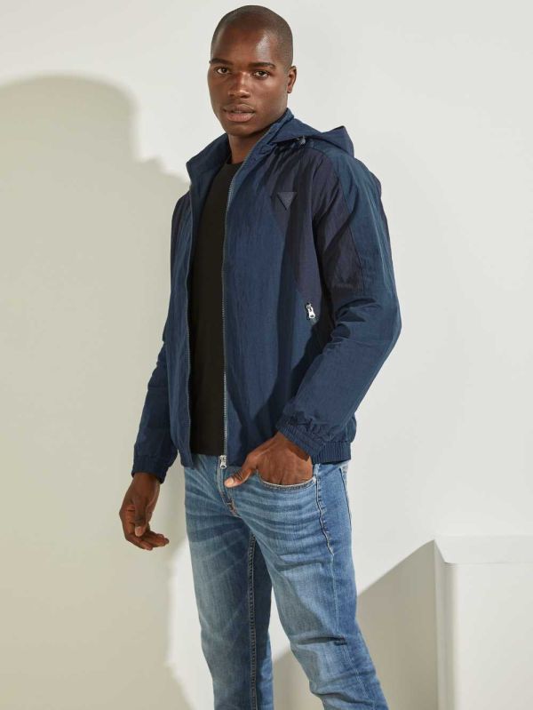 Blue Men's Guess Kian Color-Block Jackets Australia Sale | 902USMRFN