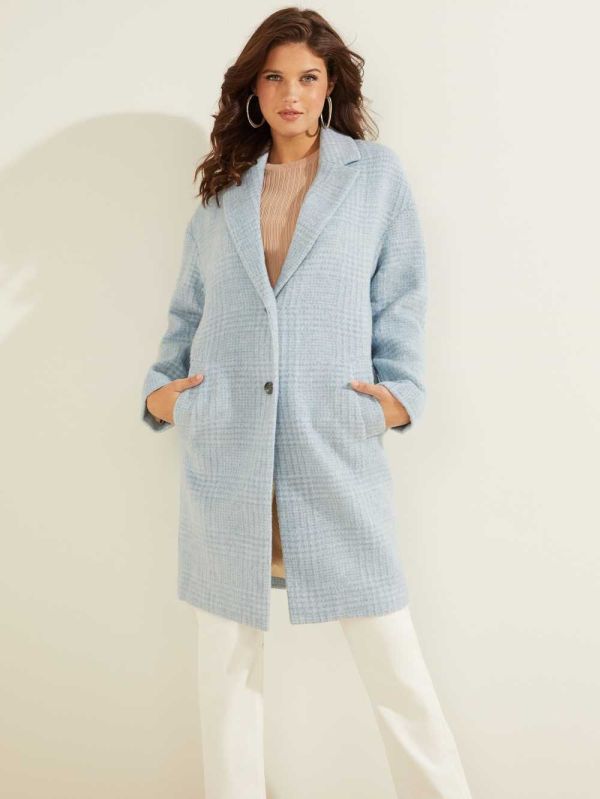 Blue Multicolor Women's Guess Destiny Wool-Blend Coats Australia Sale | 230KWAEOR