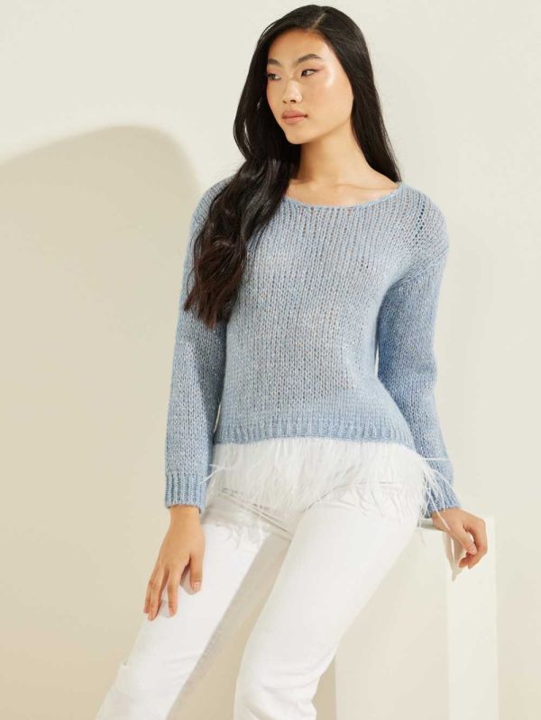 Blue Multicolor Women's Guess Hannah Sweaters Australia Sale | 635NTGLWE