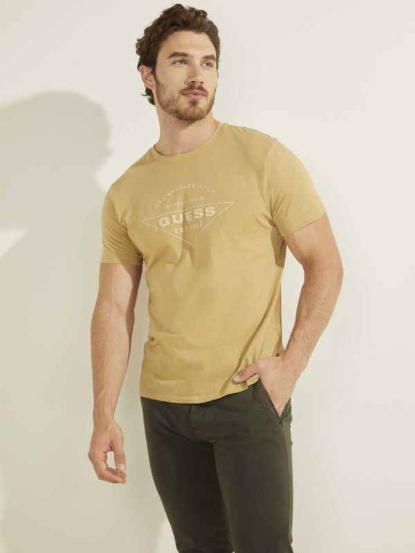Blue Orange Men's Guess Eco Logo T-shirt Australia Sale | 462ESGVKN