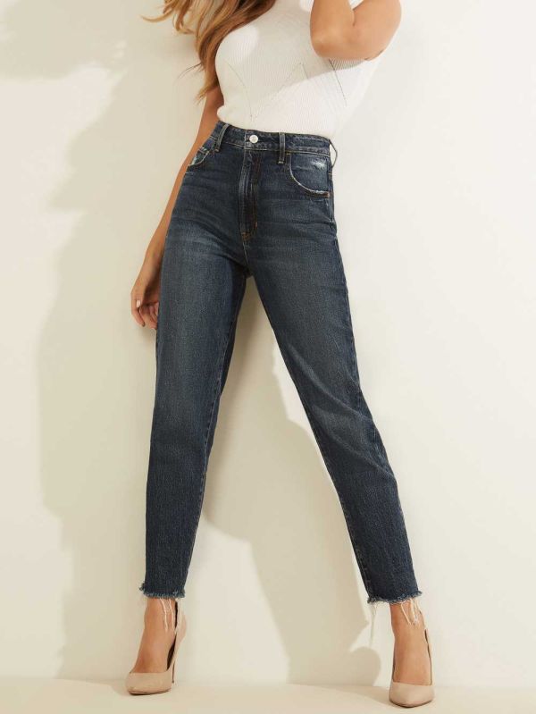Blue Women's Guess Eco Slim Mom Jeans Australia Sale | 950SYQRTL