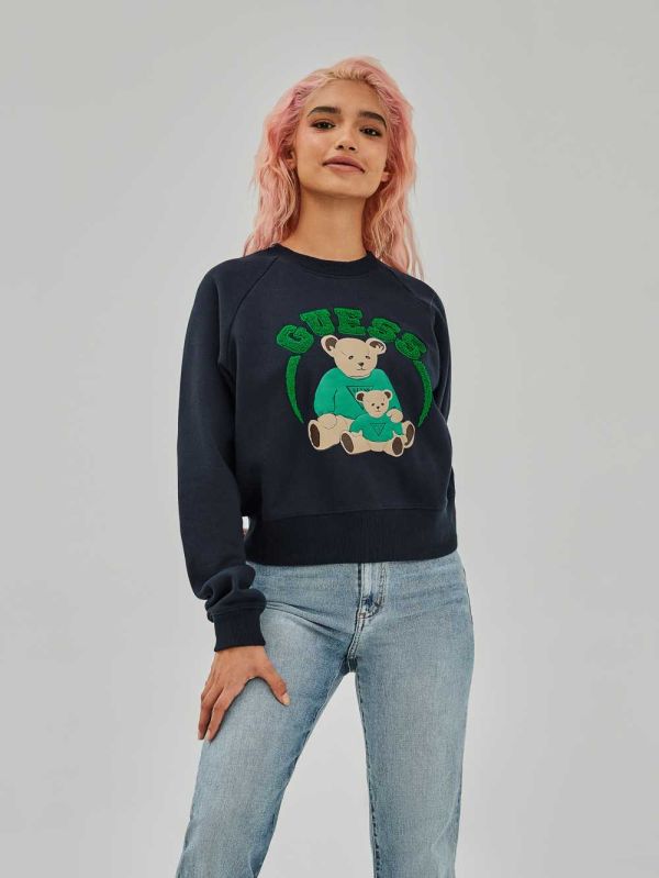 Blue Women's Guess Spence Sweatshirt Australia Sale | 352SFIHDU