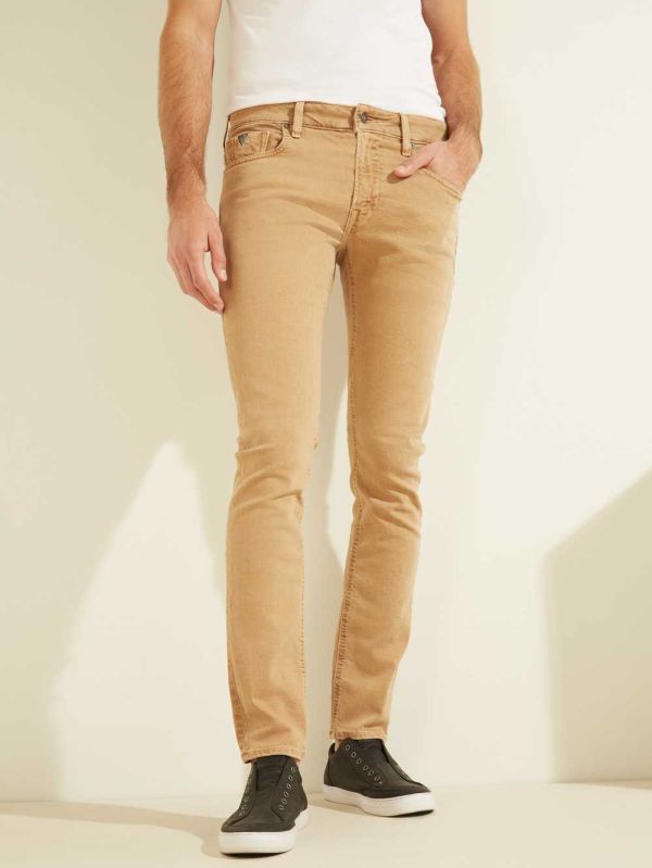 Brown Men's Guess Dyed Skinny Jeans Australia Sale | 879CJPYHL