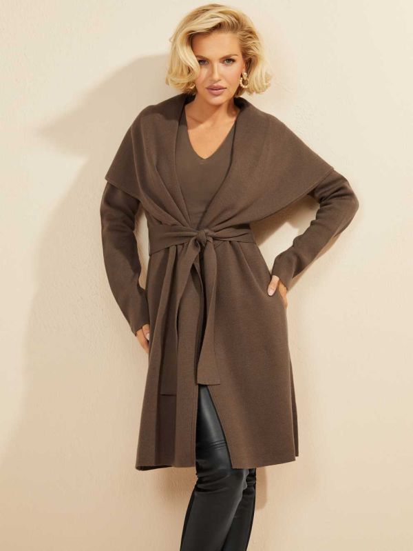 Coffee Women's Guess Manu Wrap Cardigan Australia Sale | 362RHXUMA