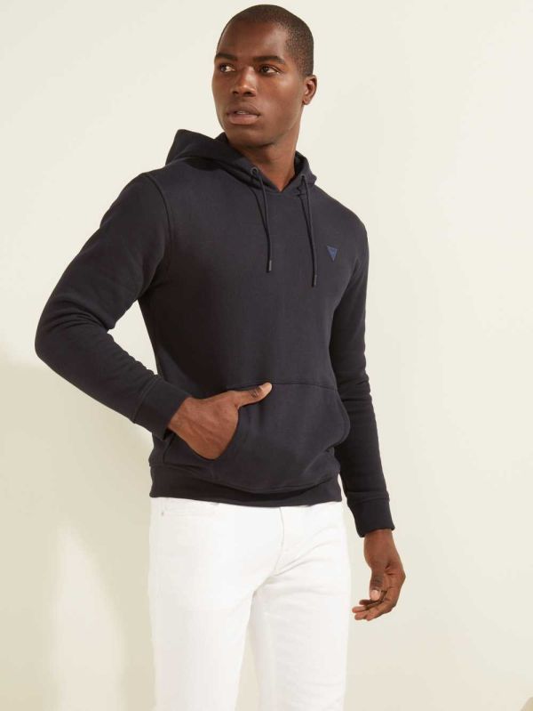 Dark Blue Men's Guess Eco Aldwin Hoodie Australia Sale | 708KJISHA