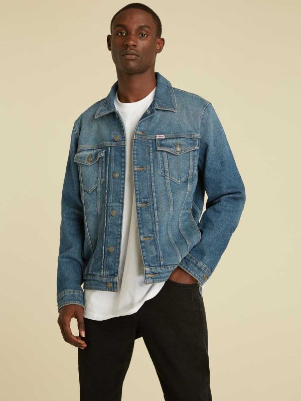 Dark Blue Wash Men's Guess Originals Kit Denim Jackets Australia Sale | 104TSUMYB