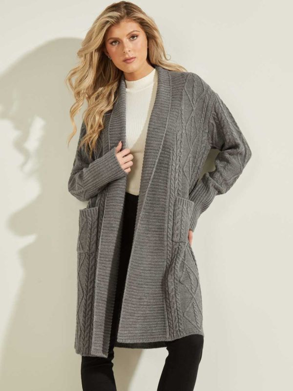 Dark Grey Women's Guess Heidi Longline Cardigan Australia Sale | 940AMJBNC