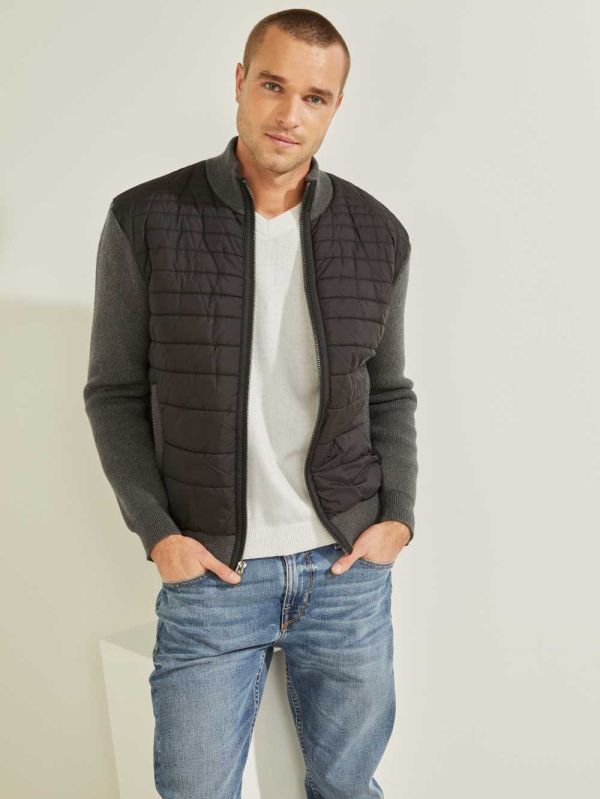 Dark Multicolor Men's Guess Liam Nylon Puffer Jackets Australia Sale | 639YIZEJA