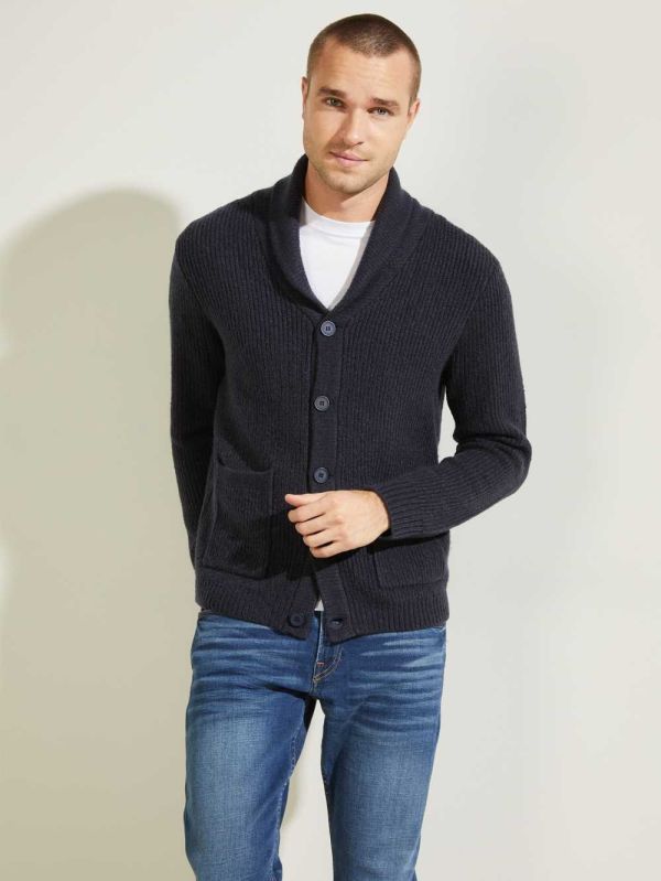 Deep Multicolor Men's Guess Declan Shawl Cardigan Sweaters Australia Sale | 627SKTWEA