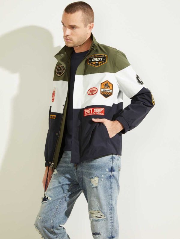 Deep Multicolor Men's Guess Paul Color-Block Patch Jackets Australia Sale | 362RIEGQH