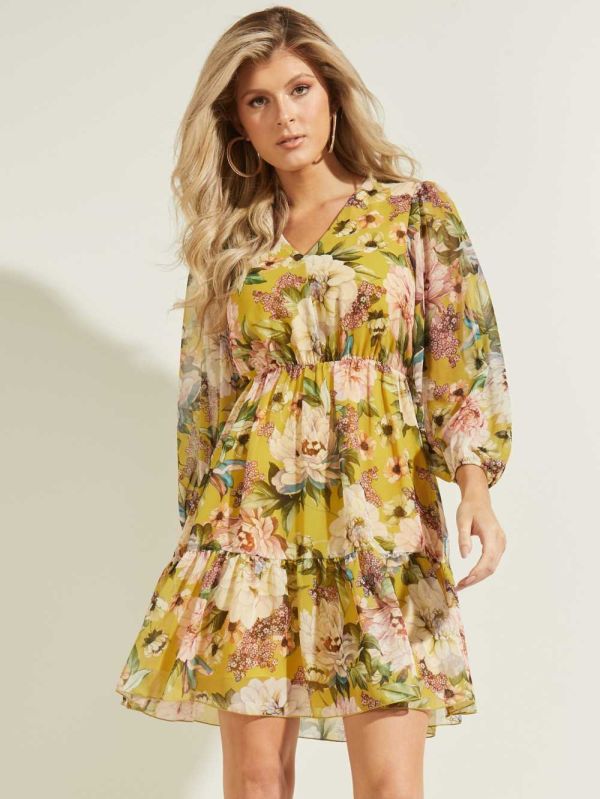 Flower Women's Guess Floral Fit and Flare Dresses Australia Sale | 815JRWGLK