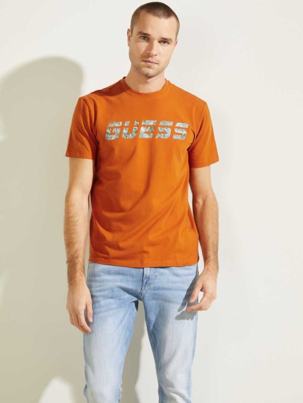 Gold Men's Guess Eco Jake T-shirt Australia Sale | 728BTIVMX