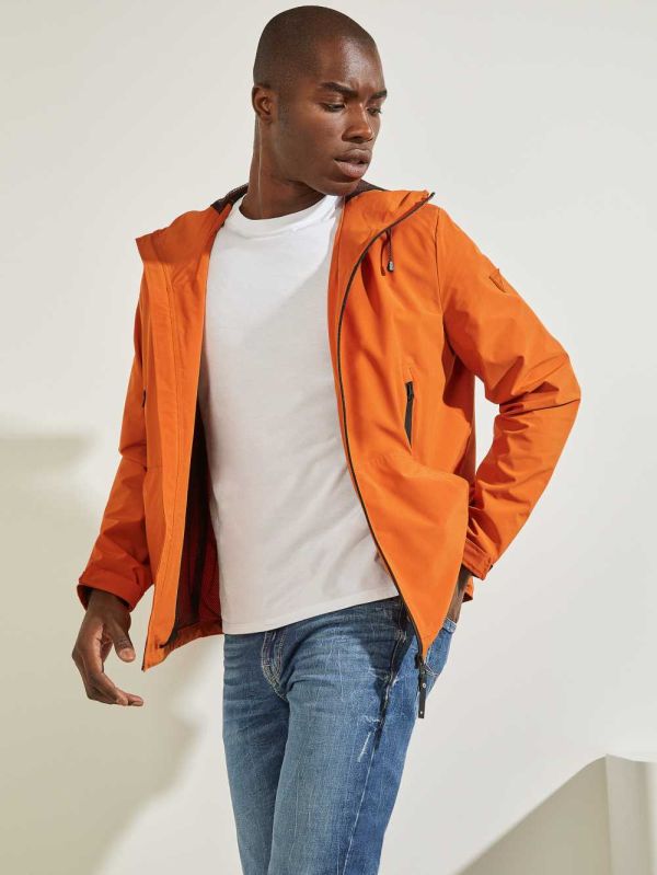 Gold Men's Guess Eco Kaden Hooded Jackets Australia Sale | 405GCAQXK
