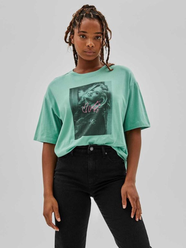 Green Blue Women's Guess Originals x Anna Nicole Smith T-shirt Australia Sale | 601HDGKWQ