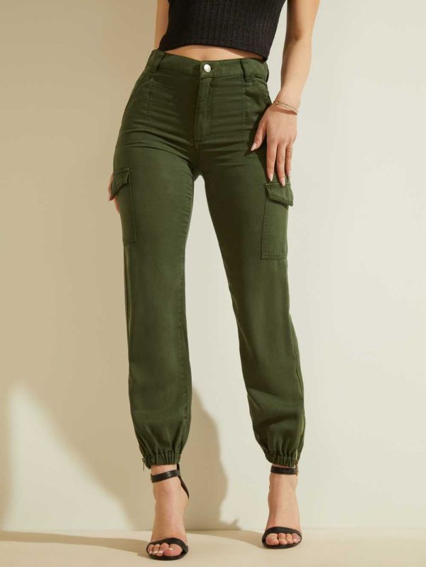 Green Multicolor Women's Guess Eco Bowie Cargo Chino Pants Australia Sale | 752BLDIWG