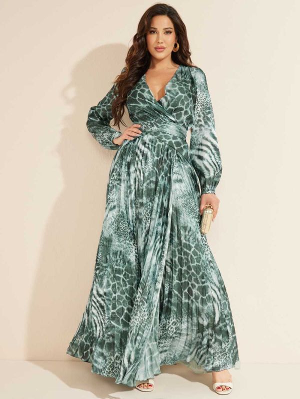 Green Women's Guess Behind the Shadow Maxi Dresses Australia Sale | 567LJFKOA