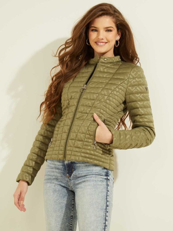 Green Women's Guess Eco Vona Logo Jackets Australia Sale | 532TYNRQW