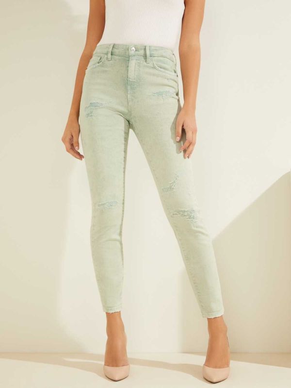 Green Women's Guess Super-High Rise Ultimate Skinny Jeans Australia Sale | 530LFOQDA