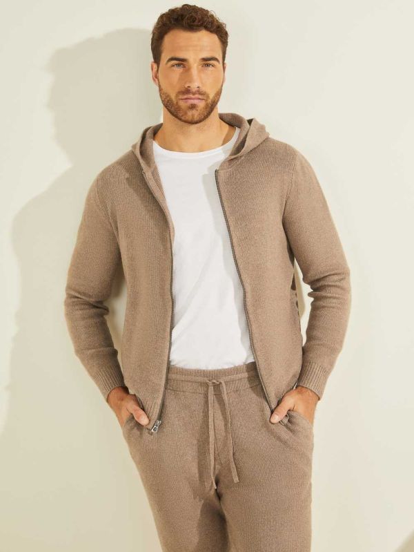 Grey Multicolor Men's Guess Esmere Wool-Blend Zip Hoodie Australia Sale | 672DENIJO