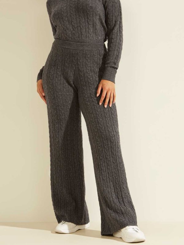 Grey Multicolor Women's Guess Tamara Wide-Leg Cable Pants Australia Sale | 095AZHYEI