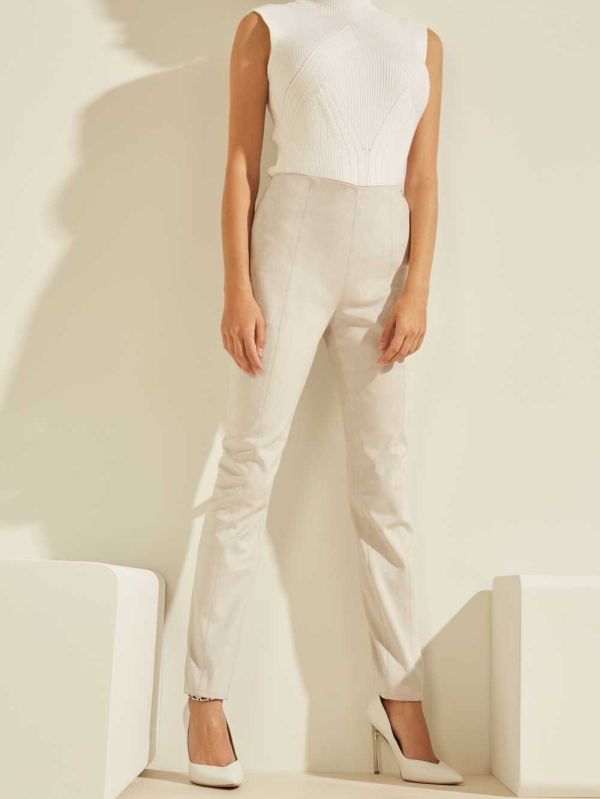 Grey Women's Guess Maya Faux-Suede Leggings Australia Sale | 413SLWDZJ