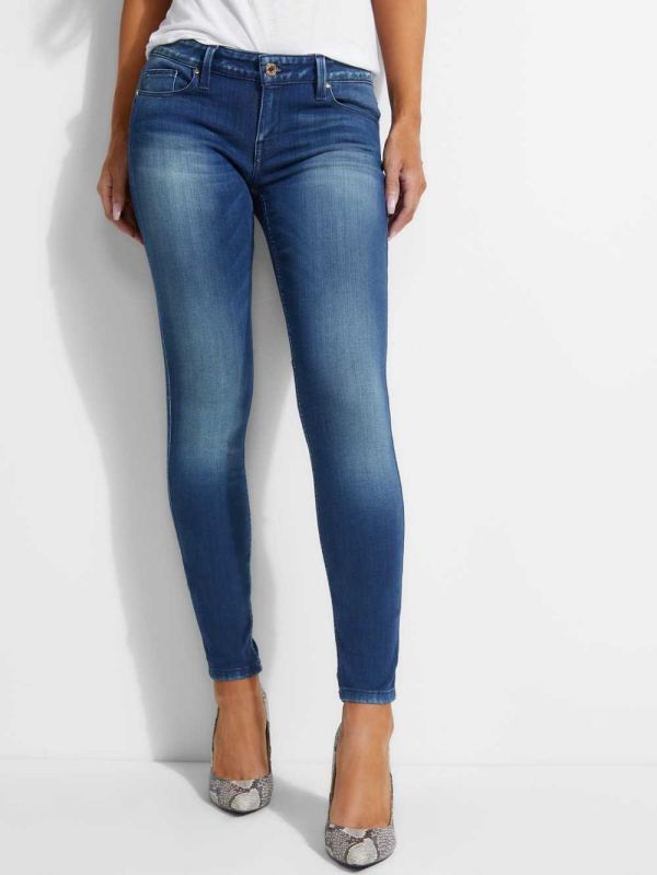 Indigo Wash Women's Guess Power Skinny Jeans Australia Sale | 468CKPVRN