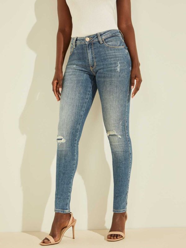 Light Blue Women's Guess Eco Sexy Curve Destroyed Jeans Australia Sale | 291PEABXF