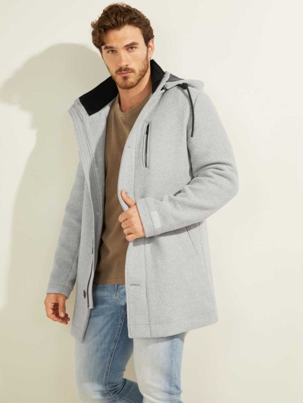 Light Grey Men's Guess Urban Wool-Blend Coats Australia Sale | 234WTKBRX