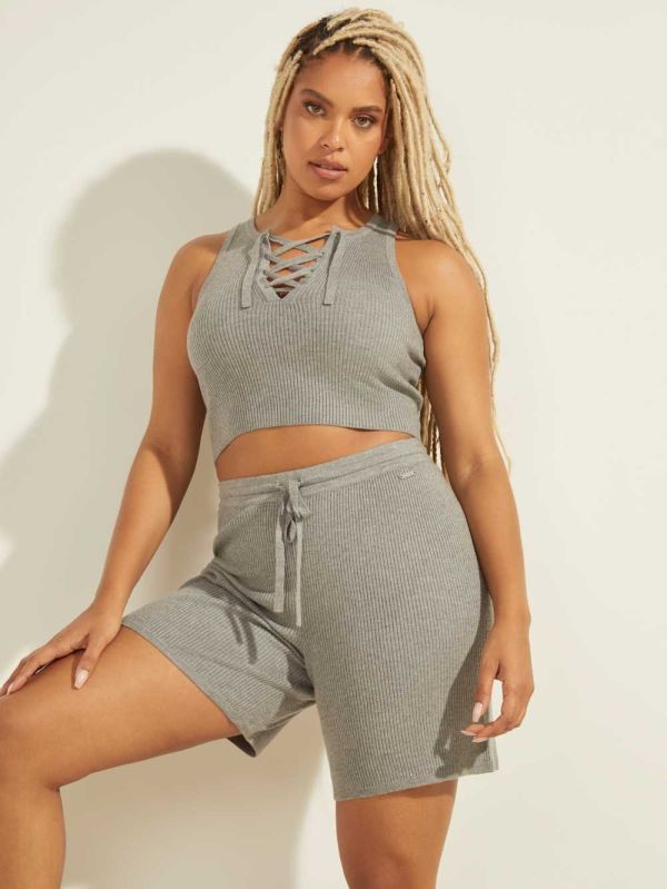 Light Grey Multicolor Women's Guess Sydney Lace-Up Sweaters Australia Sale | 526RIUWLT