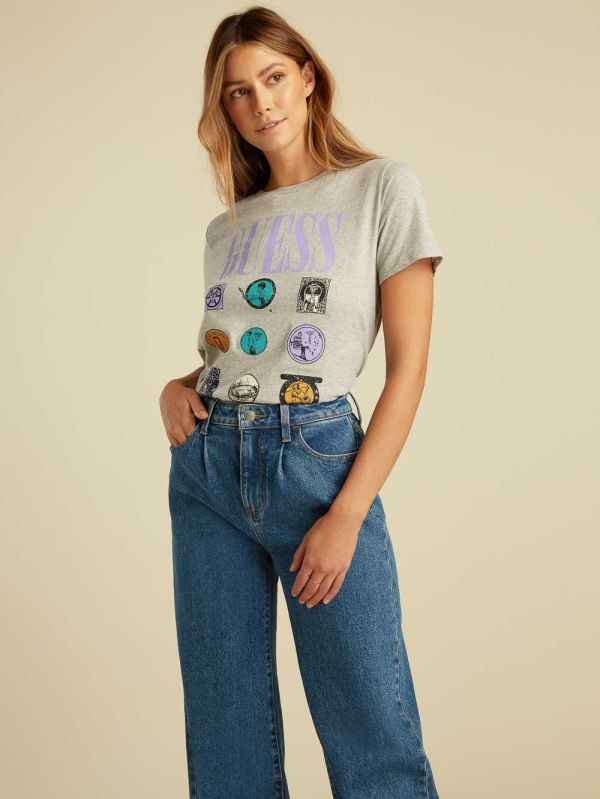 Light Grey Women's Guess Summer Games Logo T-shirt Australia Sale | 635QURXAC