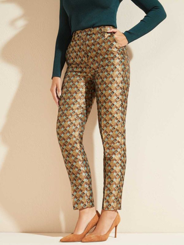 Multicolor Gold Women's Guess Geometric Logo Pants Australia Sale | 934CDJHBO