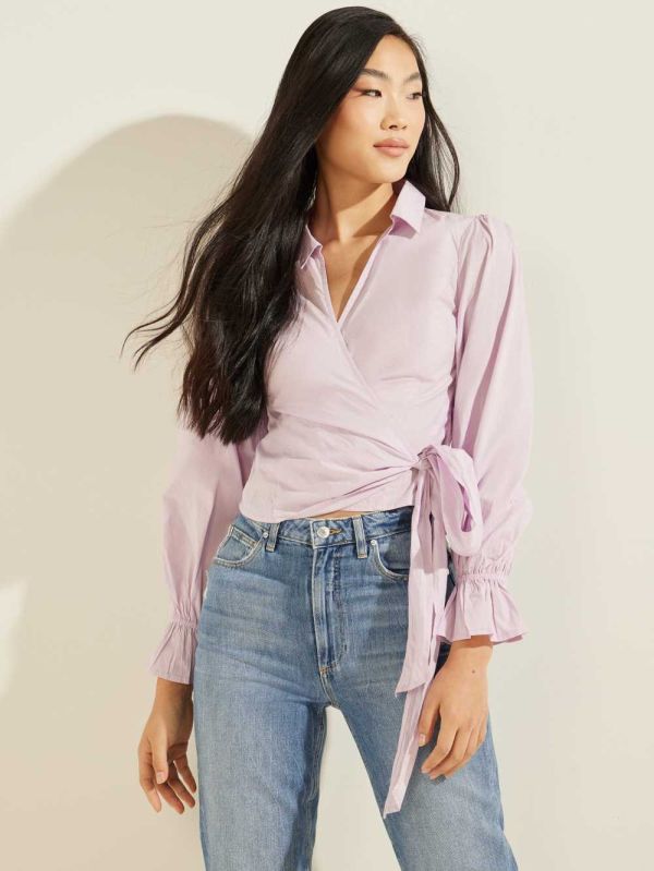 Multicolor Women's Guess Meghan Wrap Top Tops Australia Sale | 276ZVENHT