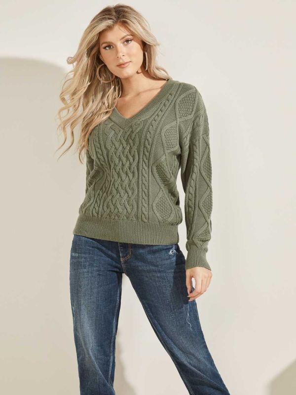 Multicolor Women's Guess Noemi Cable Knit Sweaters Australia Sale | 243MJTOGC