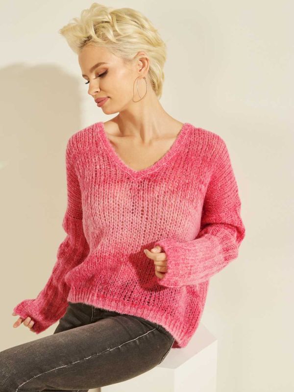 Pink Multicolor Women's Guess Ariane Sweaters Australia Sale | 850PJUMOF