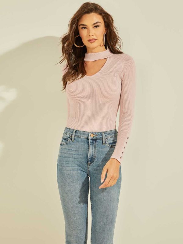 Purple Women's Guess Brianna Button Cuff Sweaters Australia Sale | 243HGCIYS