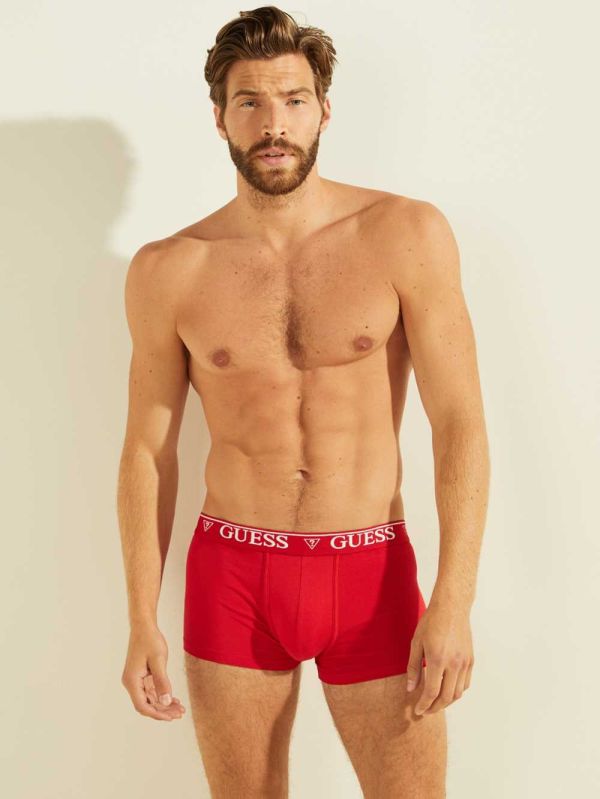 Red Men's Guess Logo Band Boxer Briefs Underwear Australia Sale | 971OAHYNW