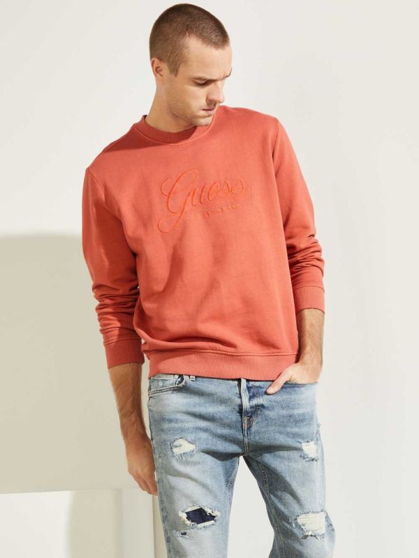 Red Men's Guess Melvyn Pullover Sweatshirt Australia Sale | 601FWRUQM